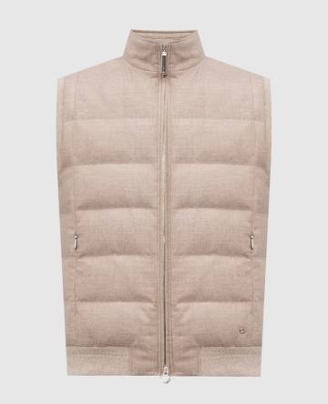 Бежевый пуховый жилет из шерсти и кашемира