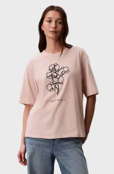 Женская бежевая футболка SEASONAL GRAPHIC OVERSIZED Бежевый XS Calvin Klein Jeans LV047F804G