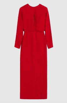 Красное платье миди из шелка