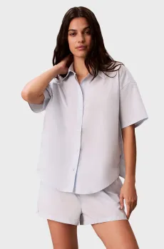 Женская голубая пижама (рубашка, шорты) Голубой M Calvin Klein LV00QS7654