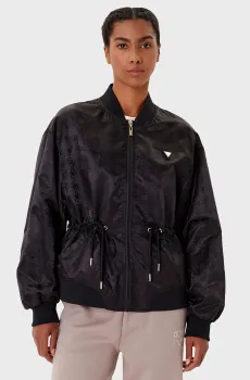 Женский черный бомбер с узором Черный XS Guess V5YL11.WHFU0;FJ4Q