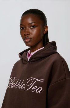 Reserved - Худі великого розміру з вишивкою - коричневий - 803HS-88X