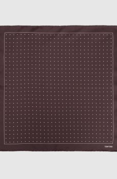 Коричневый платок-паше из шелка в горох