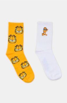 Довгі шкарпетки з принтом та вишивкою Garfield 2 шт. - різнобарвний