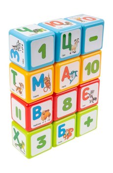 Кубики TechnoK Алфавит + Арифметика, 12 элементов, от 3 лет (8843)
