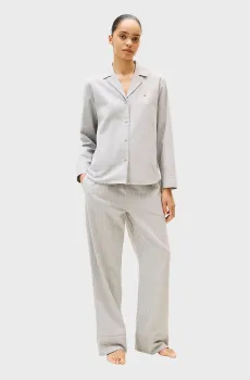 Женская светло-серая пижама в полоску (рубашка, брюки) Серый L Tommy Hilfiger UW0UW06229