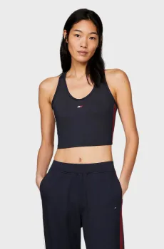 Женский темно-синий спортивный топ FITTED SPLIT TAPE 2-IN-1 TANK Синий M Tommy Hilfiger S10S101713