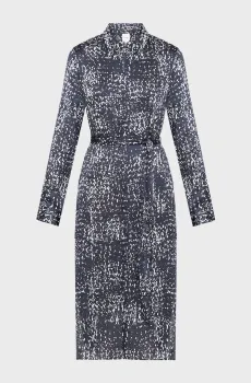 Женское темно-синее платье с узором Printed Textured Satin Синий XS Calvin Klein LV044C060G