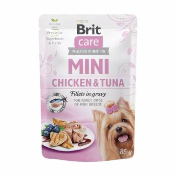 Влажный корм для собак малых пород Brit Care Mini Chicken & Tuna Fillets In Gravy с филе курицы и тунца в соусе, 85 г Влажный корм для собак малых пород Brit Care Mini Chicken & Tuna Fillets In Gravy с филе курицы и тунца в соусе, 85 г