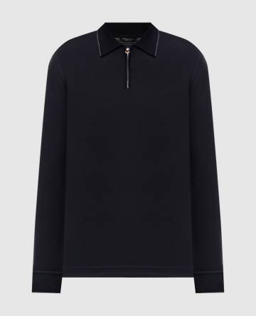 Синее поло из шерсти с эмблемой