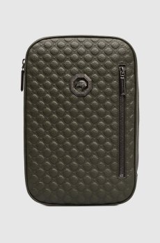 Кожаная сумка-слинг цвета хаки с эмблемой с рутениевым покрытием