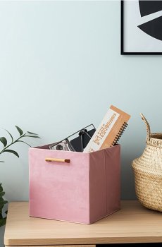 Складна коробка для зберігання з ручкою - пастельний рожевий