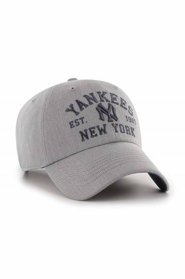 Хлопковая кепка 47 brand MLB New York Yankees цвет серый с аппликацией BCPTN-MLDAR17KHS-GY10 Хлопковая кепка 47 brand MLB New York Yankees цвет серый с аппликацией BCPTN-MLDAR17KHS-GY10