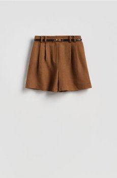 Reserved - Шорти з додаванням льону - кавовий - 107JL-84X