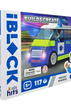 Детский конструктор iBlock Junior Build & Create Police Minibus, 117 элементов, 1 фигурка, от 5 лет, 24*16*6 см (KH41/002/4)