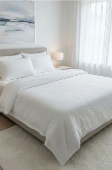 Комплект постільної білизни в смужку - білий