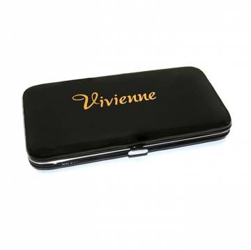 Пенал-книжка Vivienne с двусторонним магнитом и резиновыми отделами, черный глянец, 1 шт (a0304)
