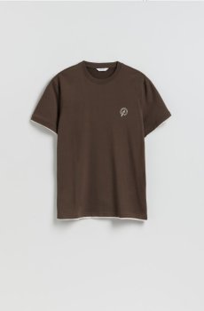 Reserved - Футболка regular із вишивкою - темно коричневий - 956HL-89X