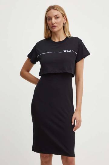 Платье Karl Lagerfeld цвет чёрный mini прямое 245W1350 Платье Karl Lagerfeld цвет чёрный mini прямое 245W1350