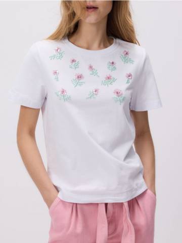 Reserved - LADIES` T-SHIRT - білий - 554EN-00X Reserved - LADIES` T-SHIRT - білий - 554EN-00X