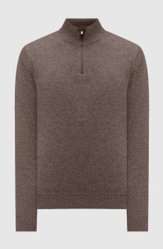 Коричневый свитер из кашемира с логотипом
