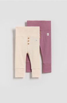 Reserved - Легінси з додаванням бавовни, 2 пари - рожевувато-ліловий - 965CJ-34X