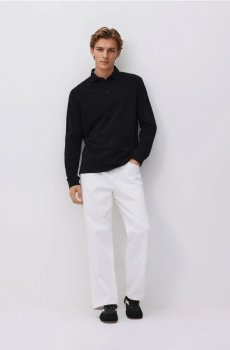 Reserved - Сорочка поло з довгим рукавом - чорний - 016HM-99X