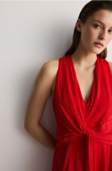 Reserved - Сукня з ефектною зав’язкою - червоний - 617AA-33X
