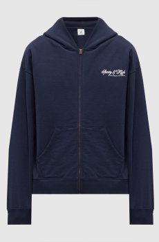 Синяя спортивная куртка с принтом логотипа