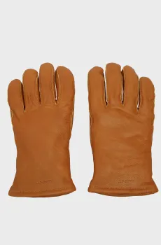Мужские рыжие кожаные перчатки WORK Рыжий M Gant 9931075