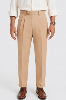 The Pant Project Men Relaxed Straight Leg Straight Fit Pleated Trousers