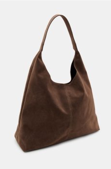 Сумка hobo з штучного замшу - темно коричневий
