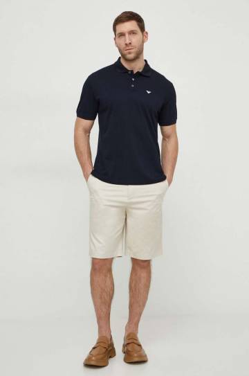 Хлопковое поло Emporio Armani цвет белый однотонный Хлопковое поло Emporio Armani цвет белый однотонный