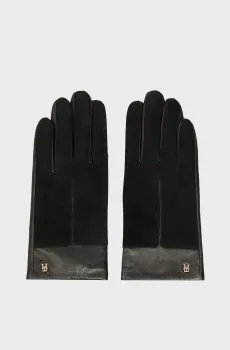 Женские черные кожаные перчатки SUEDE Черный S-M Tommy Hilfiger AW0AW18590