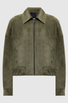 Зеленая замшевая укороченная куртка