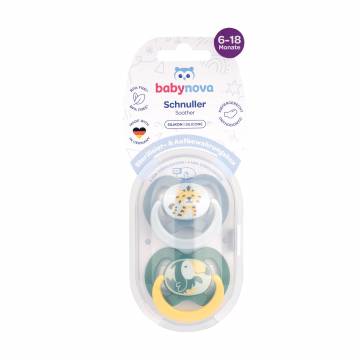 Пустышка круглая силиконовая Baby-Nova Wild Animals с кольцом и рисунком, зеленая и серая, от 6 до 18 месяцев, 2 шт (3962319) Пустышка круглая силиконовая Baby-Nova Wild Animals с кольцом и рисунком, зеленая и серая, от 6 до 18 месяцев, 2 шт (3962319)