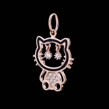 Золотая подвеска "Hello kitty" с фианитами п02721 Золотая подвеска "Hello kitty" с фианитами п02721