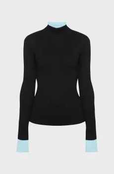 Женский черный гольф Buran Merino Color Block Черный XS Calvin Klein Jeans LV044D314G