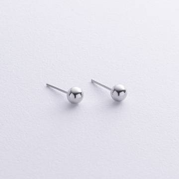 Серьги - пусеты "Шарики" в серебре (6 мм) 123353 Серьги - пусеты "Шарики" в серебре (6 мм) 123353