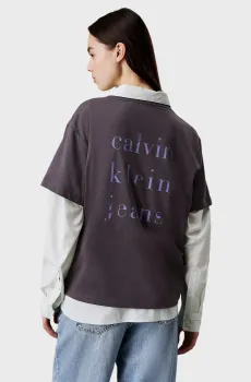 Женская серая футболка SCRIPT INST BACK GRAPHIC Серый XS Calvin Klein Jeans J20J225238