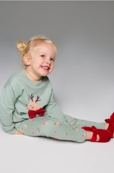 Легінси з новорічним візерунком - пильно-зелений