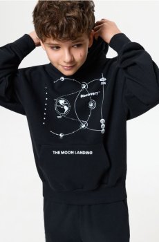 Кофта з капюшоном з принтом Discovery - чорний