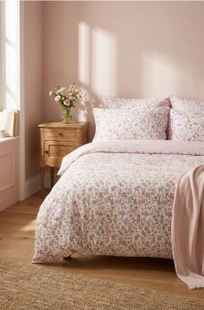 Комплект бавовняної постільної білизни з квітами - різнобарвний
