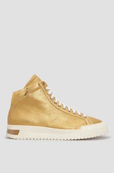 Женские золотистые кожаные кроссовки Золотой 37 Baldinini D2D251POPY;8540