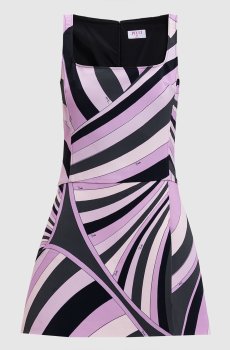Платье мини в брендовый принт