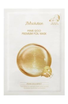 Трёхслойная увлажняющая тканевая маска для лица JMsolution Prime Gold Premium Foil Mask с коллоидным золотом, 30 мл