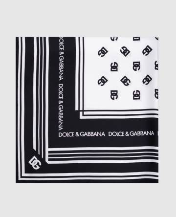 Белый платок из шелка в принт логотипа