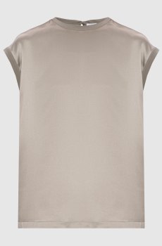 Топ цвета хаки из шелка с цепочкой