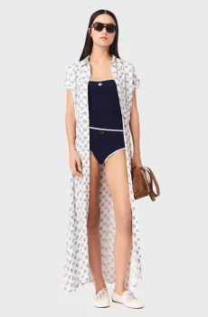 Женское белое платье с узором Белый 40 MAJE MFPRO04784_Blue Small Flowers Print