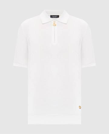 Белое поло с шелком в узор